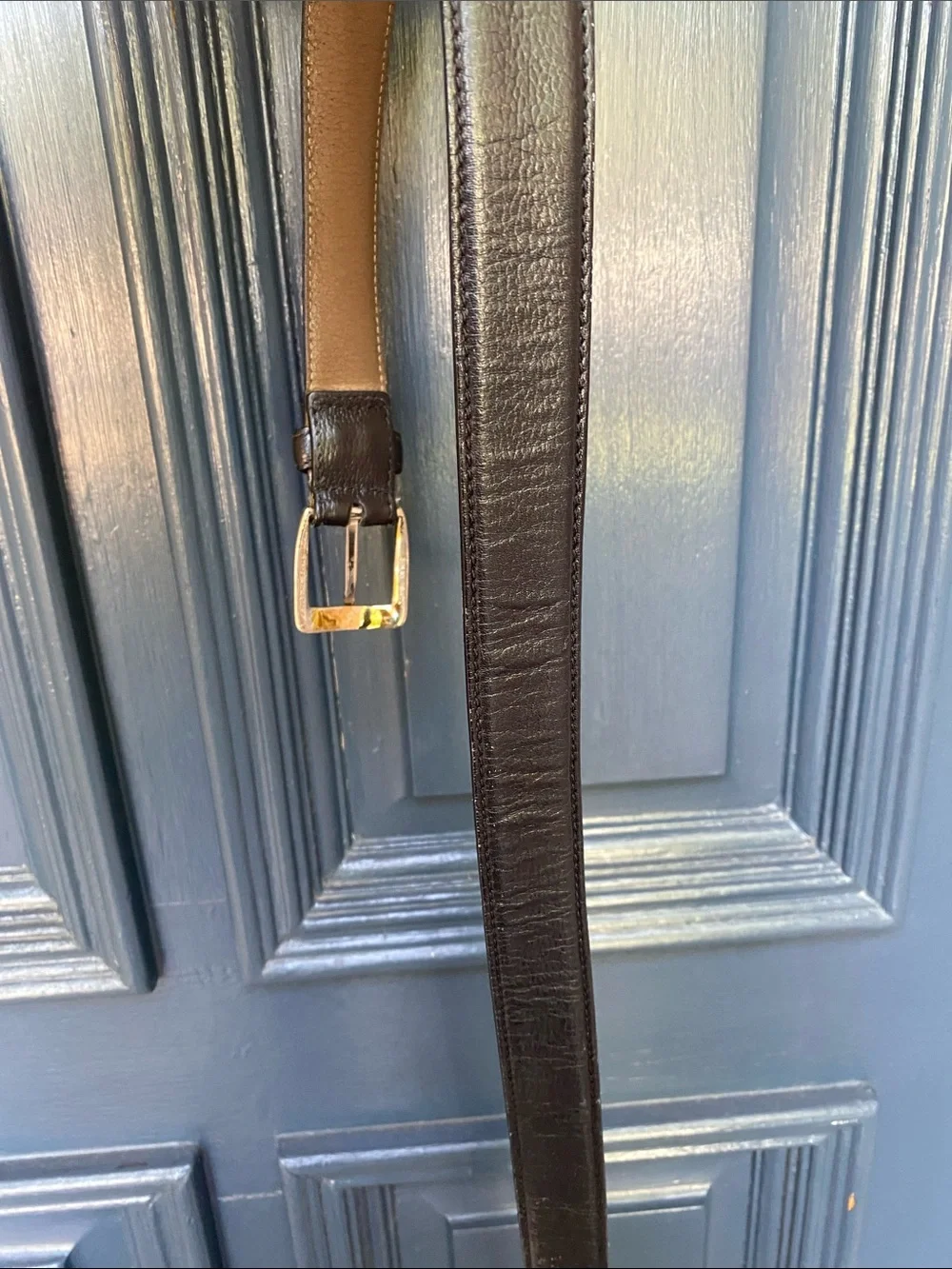Bruno Magli Black Leather Belt  with Silver tone brass buckle  Made in Italy